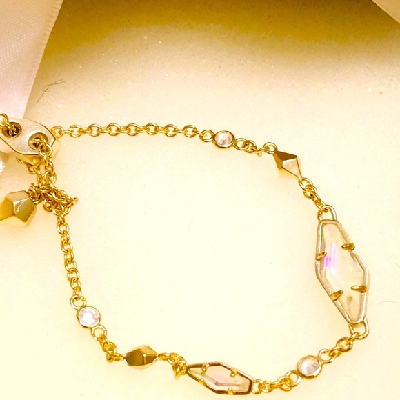 NWT Kendra Scott RARE & Retired Deb Bracelet Yellow Gold Iridescent Dichroic WOW - Picture 7 of 8